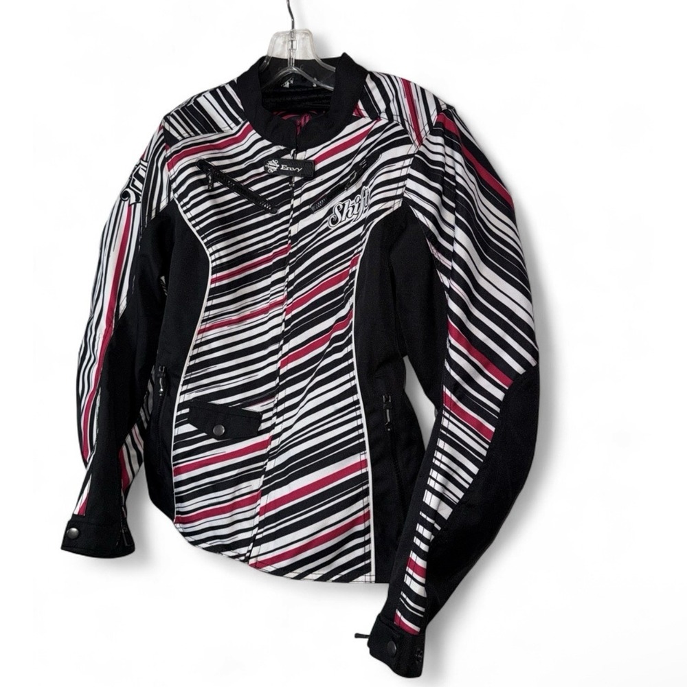 SHIFT Envy Womens M Armored Motorcycle Jacket Pink Black White Moto Y2K